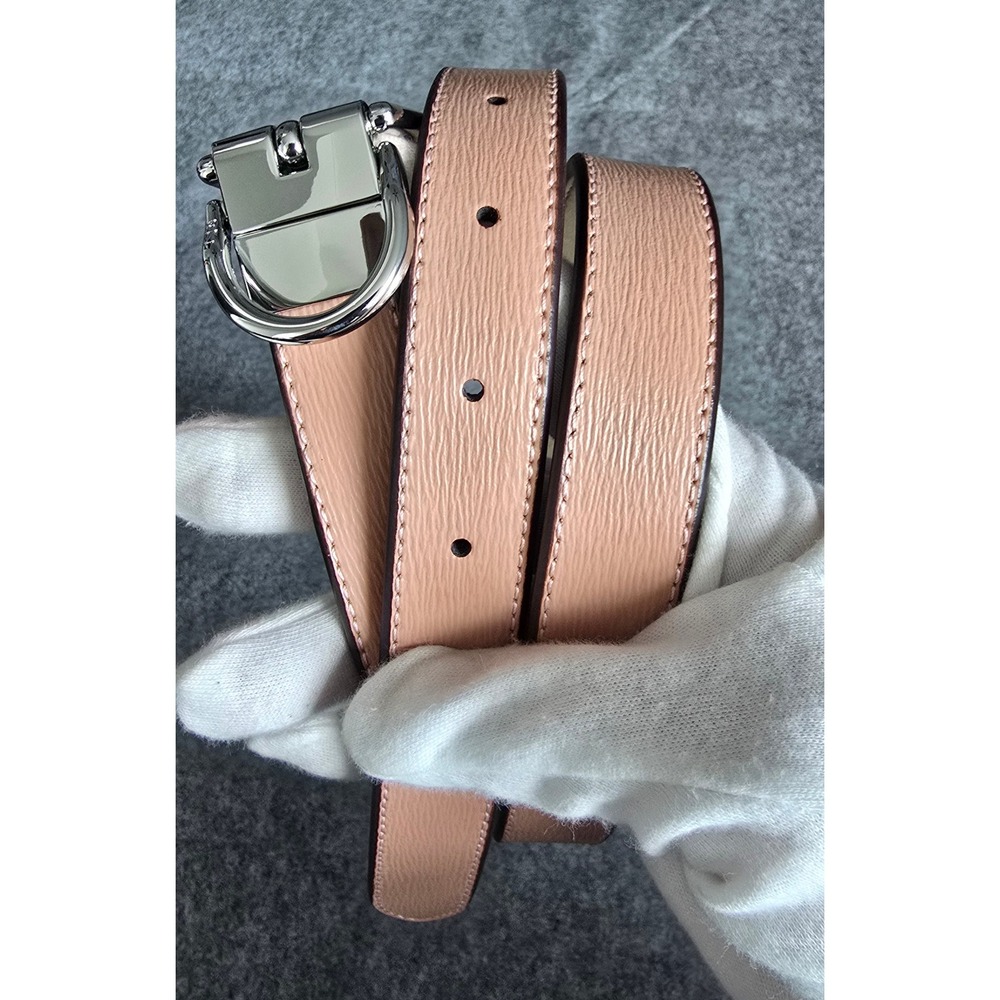 NWT Lauren Ralph Lauren Reversible Crosshatch Leather Belt Pink & Taupe Sz L - Picture 4 of 8